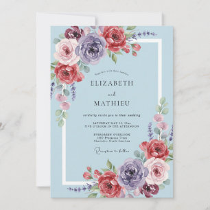 Lavender Rose Botanical Whimsy Wedding Invitation