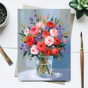 Lavender Rose Bouquet   Flowers Painting Floral Postcard