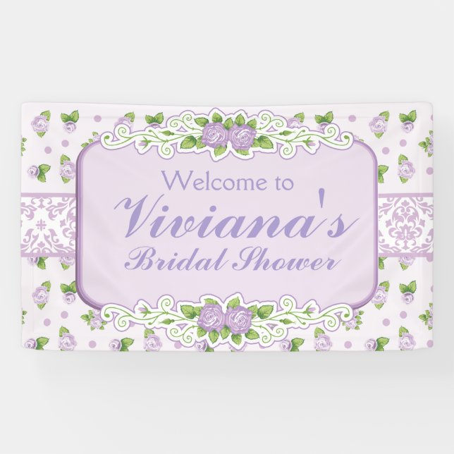 Lavender Rose Bridal Shower Banner (Horizontal)