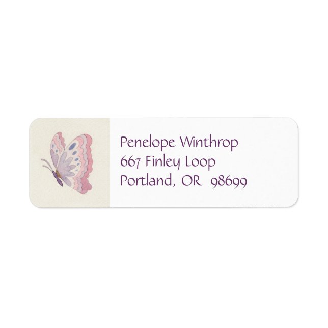 Lavender Rose Butterfly address label (Front)