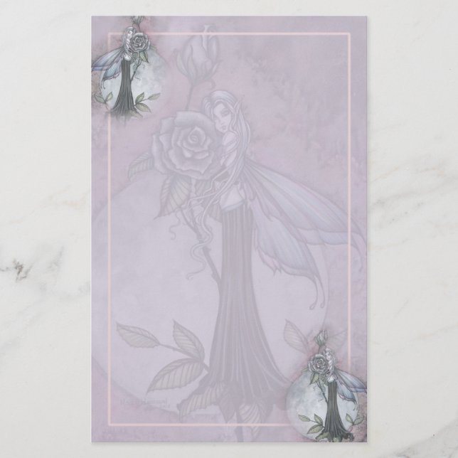 Lavender Rose Fairy Stationary by Molly Harrison Stationery (Front)