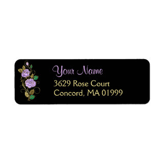 Lavender Rose Gold Black Address Label