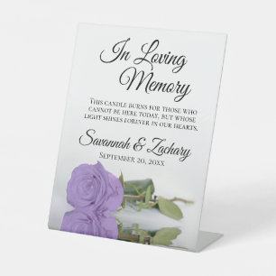Lavender Rose In Loving Memory Wedding Memorial Pedestal Sign