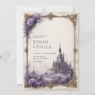 Lavender Rose Mist Castle Wedding Invitation