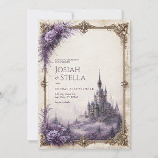 Lavender Rose Mist Castle Wedding Invitation