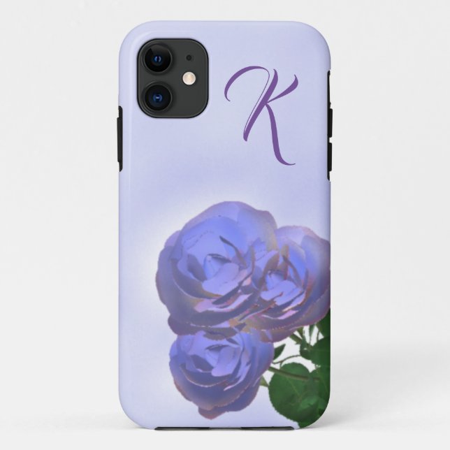 Lavender Rose Monogrammed Case-Mate iPhone Case (Back)