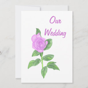 Lavender Rose Painting, Custom Wedding Invitations