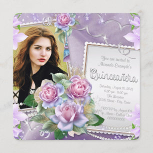 Lavender Rose Quinceanera Invitation
