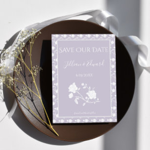 Lavender Rose Save The Date Announcement