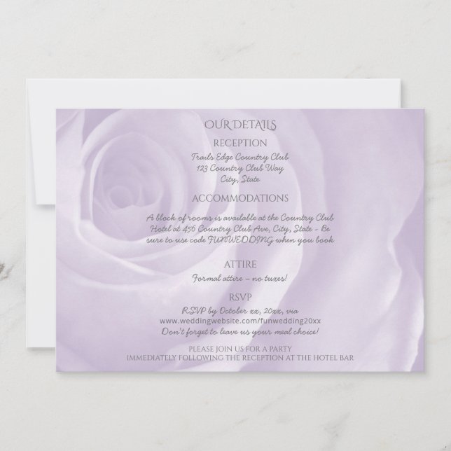 lavender rose simple elegant wedding details (Front)