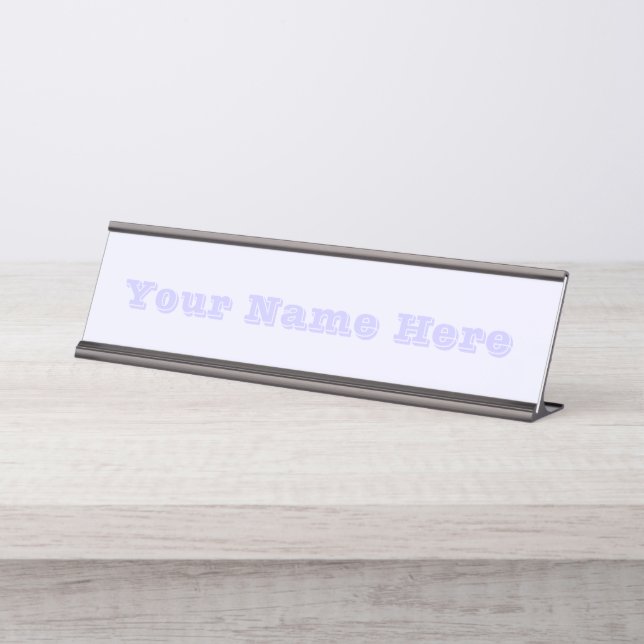 Lavender Rose Soft Pale White Pastel Solid Colour Desk Name Plate (Front)