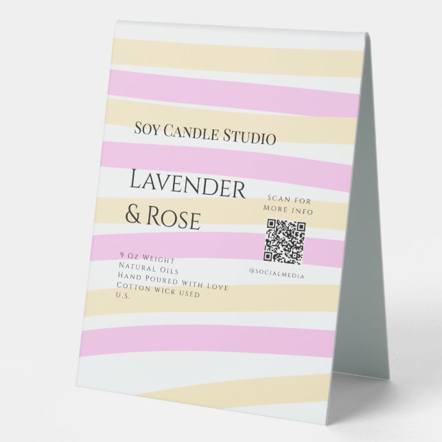 Lavender rose soy candle business add q r code tex (Front)