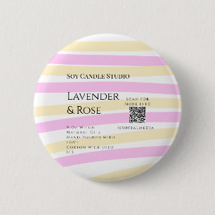 Lavender rose soy candle business add q r code tex 6 cm round badge