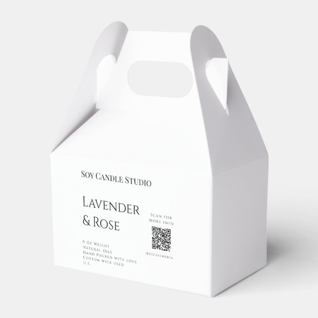 Lavender rose soy candle business add q r code tex favour box (Front Side)