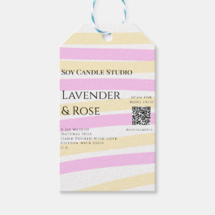 Lavender rose soy candle business add q r code tex gift tags
