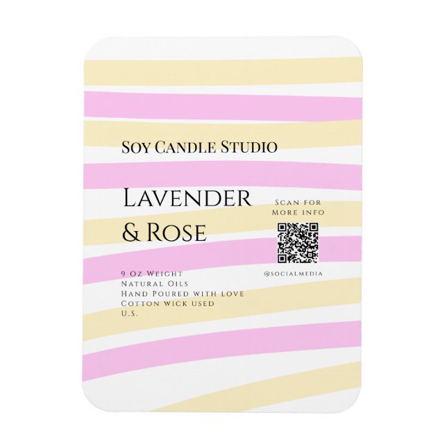 Lavender rose soy candle business add q r code tex magnet (Vertical)