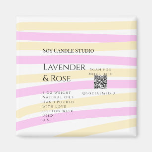 Lavender rose soy candle business add q r code tex magnet