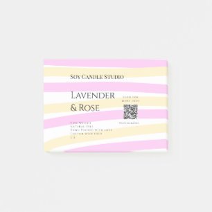 Lavender rose soy candle business add q r code tex post-it notes