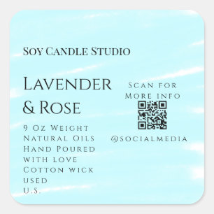 Lavender rose soy candle business add q r code tex square sticker