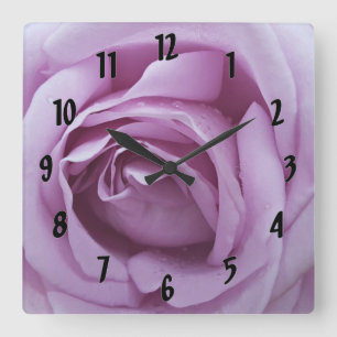 Lavender Rose Square Wall Clock