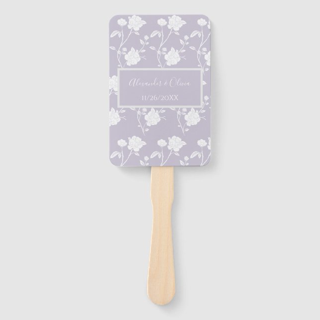Lavender Rose Wedding Favour Hand Fan (Front)
