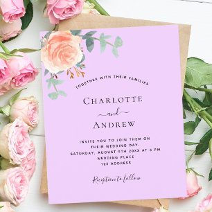 Lavender rose wedding invitation