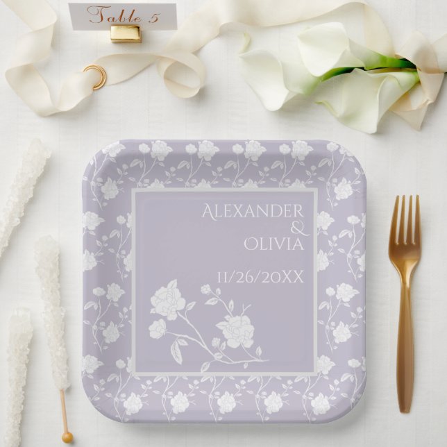 Lavender Rose Wedding Shower Paper Plates (Wedding)