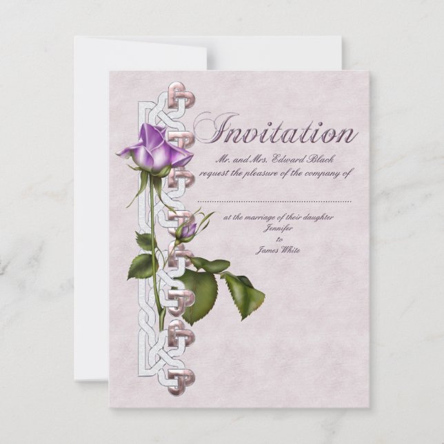Lavender Rose Wedding Suite Invitation (Front)