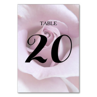 Lavender Rose Wedding Table Number Card