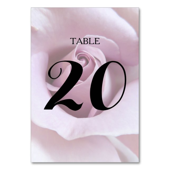 Lavender Rose Wedding Table Number Card (Front)