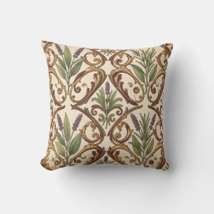 Lavender Rosemary Gold Scroll Pattern Cushion