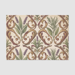 Lavender Rosemary Gold Scroll Pattern Tissue Paper