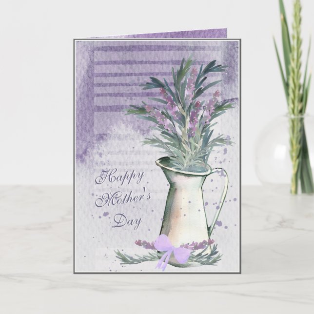 Lavender & Rosemary Watercolor Mother's Day Card (Front)