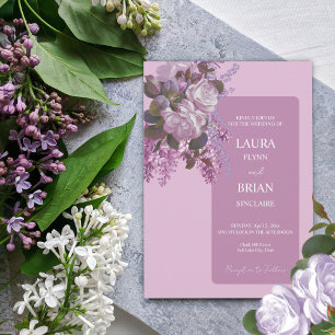 Lavender, Roses and Lilacs, Wedding Invitation