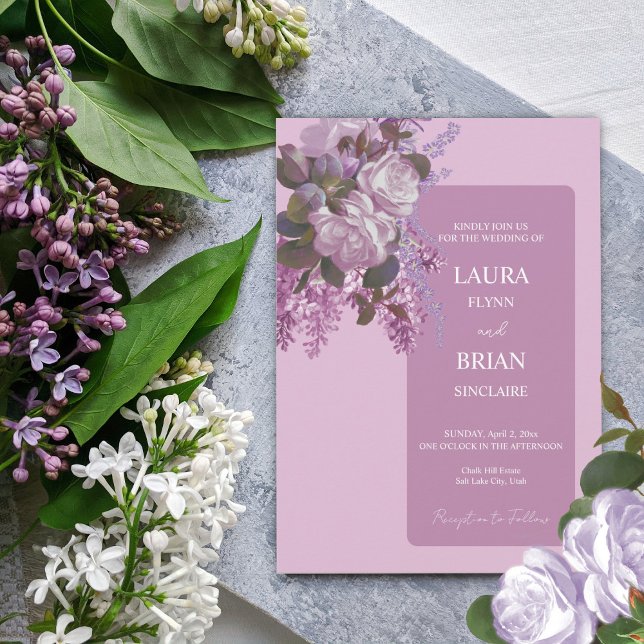 Lavender, Roses and Lilacs, Wedding Invitation (Creator Uploaded)