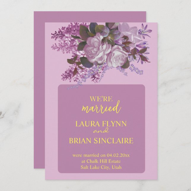 Lavender, Roses and Lilacs,  Wedding Reception Invitation (Front/Back)