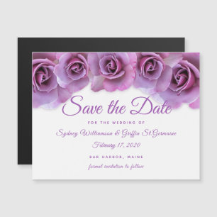 Lavender Roses Border Magnetic Save the Date Card