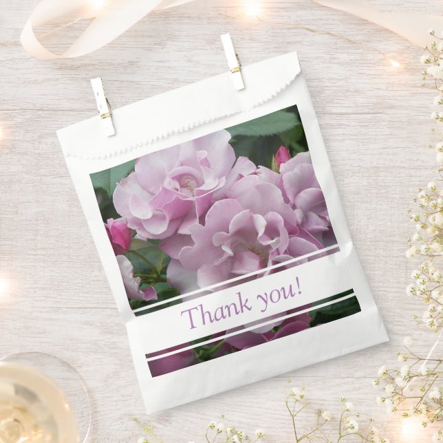 Lavender Roses Floral Thank You Favour Bags (Clipped)
