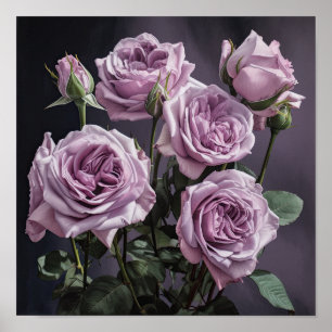Lavender Roses Flower Art Print Poster