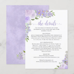 Lavender Roses Rustic Boho Chic Wedding Details Enclosure Card