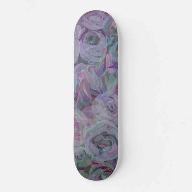 Lavender Roses Watercolor Art Skateboard (Front)