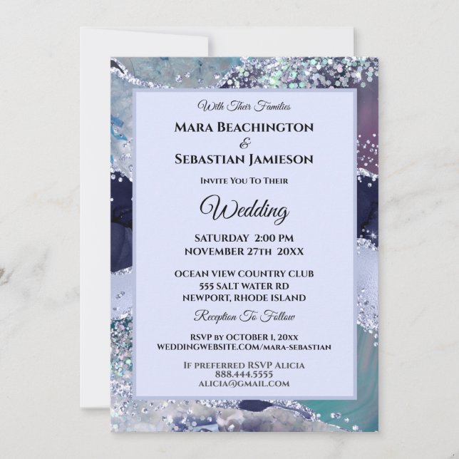 *~* Lavender RSVP Website AGATE Stars AR13 Wedding Invitation (Front)