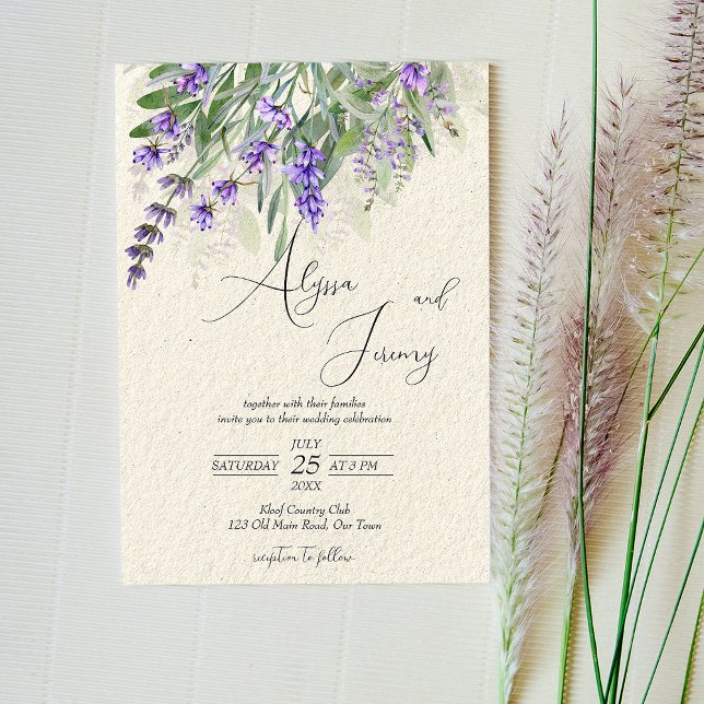 Lavender rustic countryside vintage QR RSVP Invitation (Creator Uploaded)