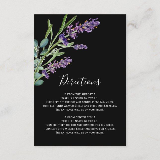 Lavender Rustic Directions Card (Front)