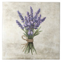 Lavender Rustic Floral Faux Ceramic Tile