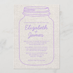 Lavender Rustic Mason Jar Wedding Invitations