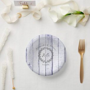 Lavender Rustic Monogram Wedding Paper Bowls Paper Plate