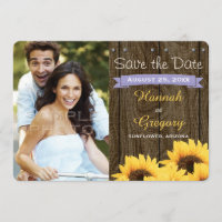 LAVENDER RUSTIC SUNFLOWER SAVE THE DATE CARD