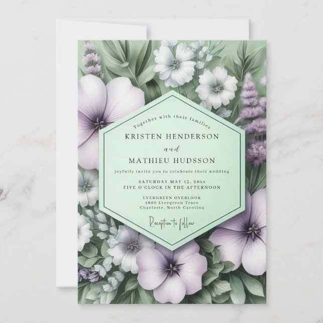 Lavender Sage Botanical Wedding Invitation (Front)