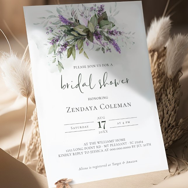 Lavender Sage Green Bridal Shower Invitation (Creator Uploaded)